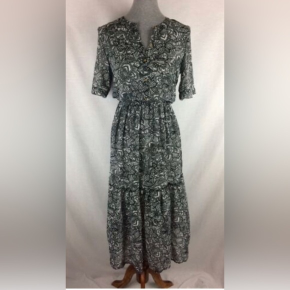 Sheer Whowhatwear Black/ Off White Printed Maxi Dress. Spring. Size XS. - Picture 1 of 8